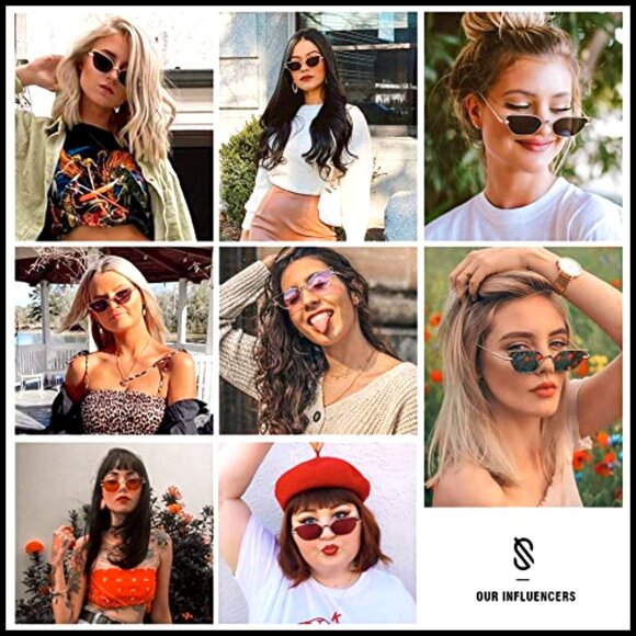 Small Cateye Sunglasses UV400 Protection Metal Frame Standard Fit main image 5